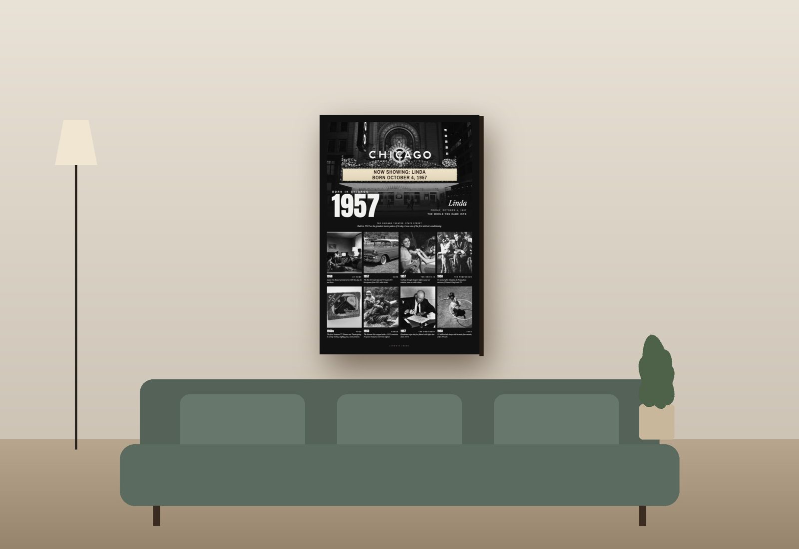 The 24 by 36 canvas over a couch, in Black & white