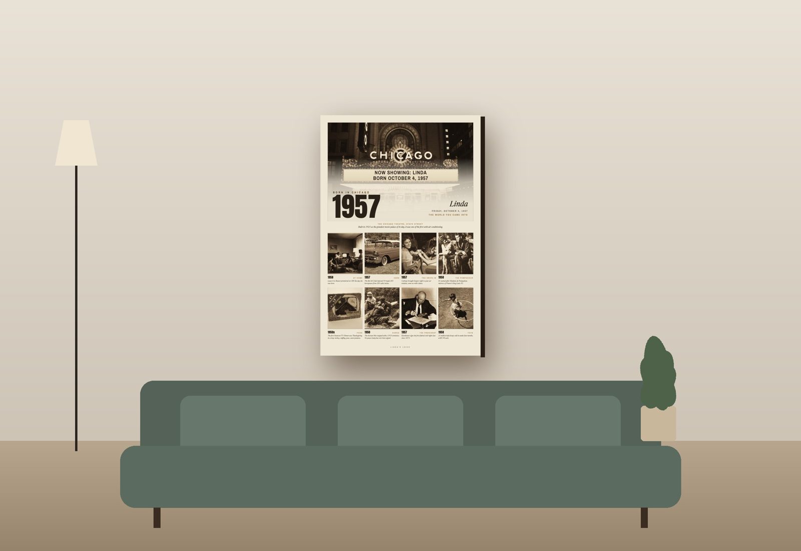 The 24 by 36 canvas over a couch, in Cream gallery