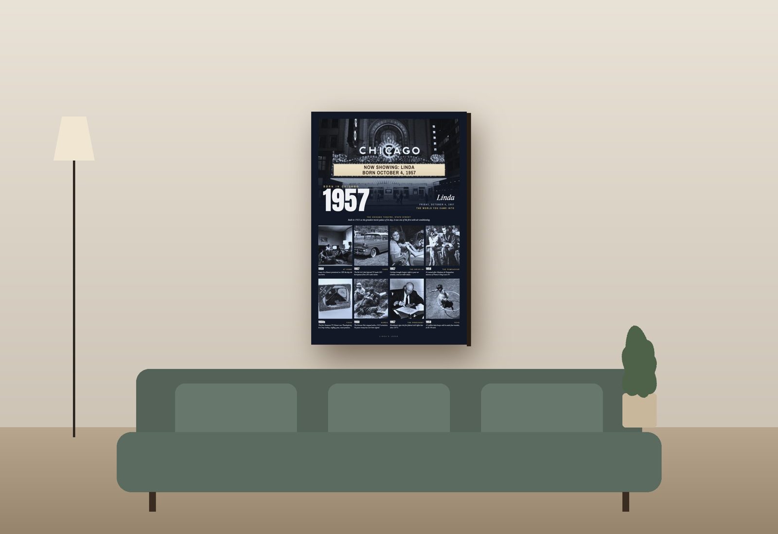 The 24 by 36 canvas over a couch, in Midnight blue
